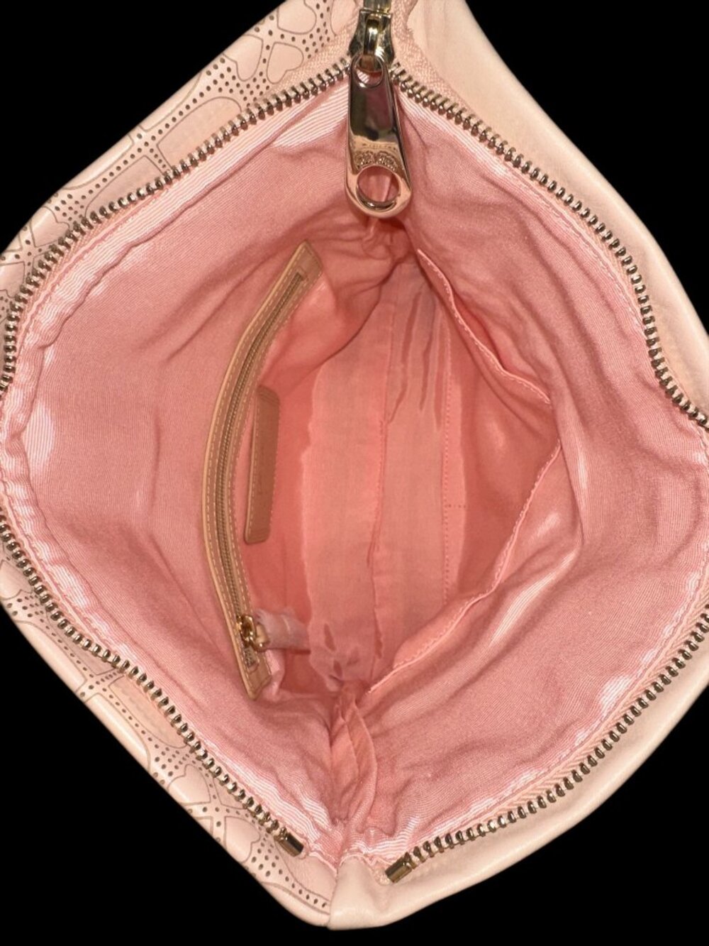 Folli Follie Purse Pale Pink Leather Perforated Heart Fold-over Clutch Greece - Picture 9 of 11